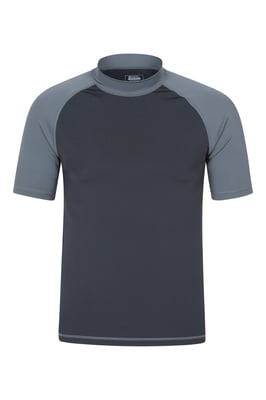 Men's UV Rash Vest Sun Protection Quick Drying Swimwear Stretchy Beach Surf Top Dark Grey