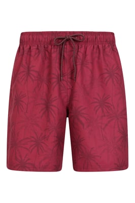 'Aruba' Men's Printed Swim Shorts Drawstring Quick Drying Swimming Trunks Burgundy