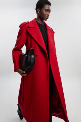 Wool Tailored Belted Midi Coat