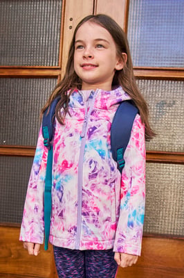 'Exodus' Kids Softshell Jacket with Two Side Pockets Fleece Lined Water Resistant Outdoors Coat Pink