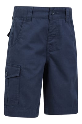 'Cargo' Kids Shorts 100% Cotton Adjustable Waistband Casual Summer Bottoms Navy