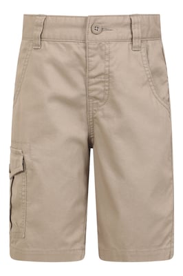 'Cargo' Kids Shorts 100% Cotton Adjustable Waistband Casual Summer Bottoms Beige