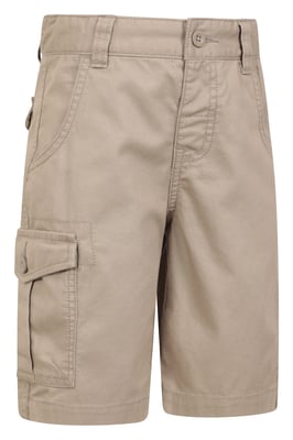'Cargo' Kids Shorts 100% Cotton Adjustable Waistband Casual Summer Bottoms Beige