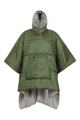 Wearable Padded Blanket with Adjustable Hood Warm Outdoors Camping Hoodie Khaki