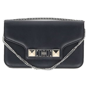 Proenza Schouler PS11 Wallet on a Chain Bag in Black Calfskin Leather