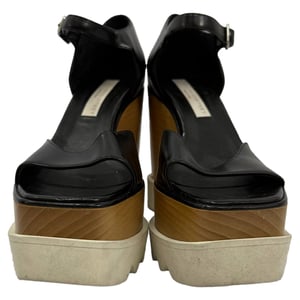 Stella McCartney Platform Elyse Wedge Sandals in Black Leather
