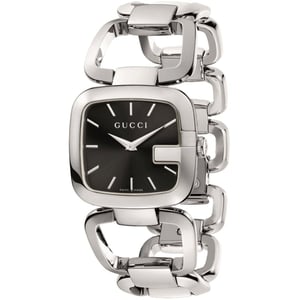 Gucci Women's YA125407 G Silver Stainless Steel Watch with Black Dial