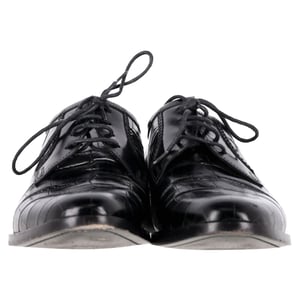Saint Laurent Croc Embossed Lace Up Oxfords in Black Leather