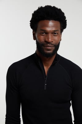 Merino Men's Baselayer Top Long Sleeve Thermal High Wicking Breathable Sweater Black