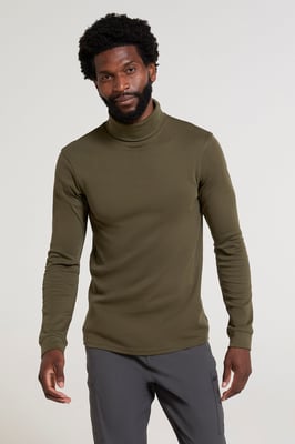 'Meribel' Men's Thermal Baselayer Top Combed Cotton Quick Drying Long Sleeve Thermal Sweater Khaki