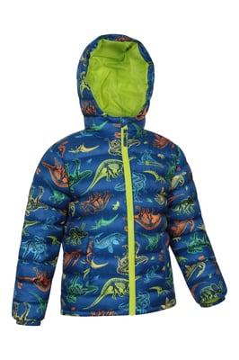 'Printed Seasons' Kids Padded Jacket Water Resistant Cosy Winter Coat Teal