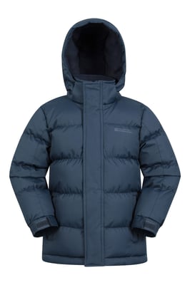 'Snow II' Kids Padded Jacket with Two Side Pockets Ripstop Fabric Water Resistant Coat Dark Blue