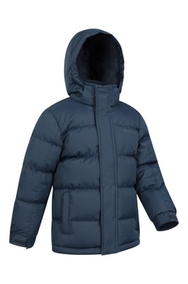 'Snow II' Kids Padded Jacket with Two Side Pockets Ripstop Fabric Water Resistant Coat Dark Blue