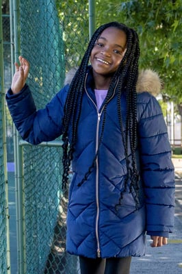 Galaxy' Kids Fleece Lined Padded Jacket Faux Fur Hood Water Resistant Winter Rain Coat Navy
