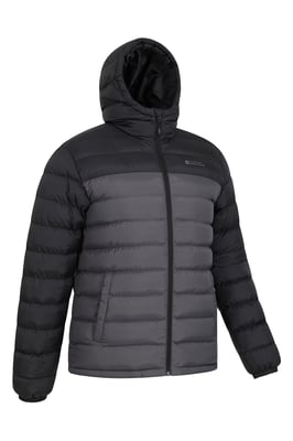 'Season' Men's Padded Jacket with Side Pockets Water Resistant Warm Coat Dark Grey
