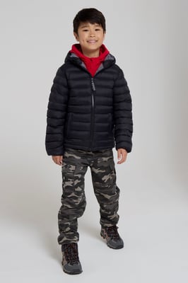 'Seasons' Kids Padded Jacket Water Resistant Outdoors Winter Rain Coat Black