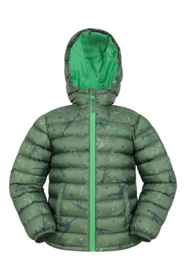 'Printed Seasons' Kids Padded Jacket Water Resistant Cosy Winter Coat Khaki