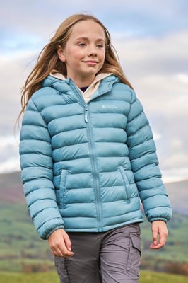 'Seasons' Kids Padded Jacket Water Resistant Outdoors Winter Rain Coat Pale Blue