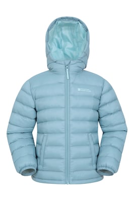 'Seasons' Kids Padded Jacket Water Resistant Outdoors Winter Rain Coat Pale Blue