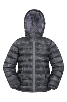 'Printed Seasons' Kids Padded Jacket Water Resistant Cosy Winter Coat Black