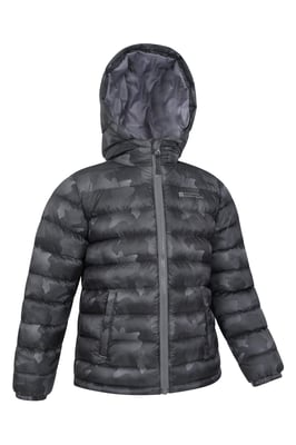 'Printed Seasons' Kids Padded Jacket Water Resistant Cosy Winter Coat Black