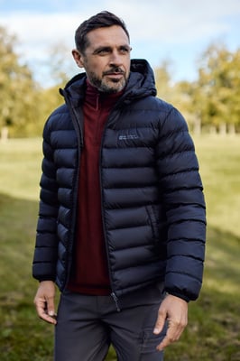 'Season' Men's Padded Jacket with Side Pockets Water Resistant Warm Coat Black