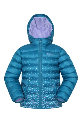 'Printed Seasons' Kids Padded Jacket Water Resistant Cosy Winter Coat Teal