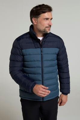 Seasons' Men's Printed Padded Jacket Water Resistant Winter Coat Dark Blue