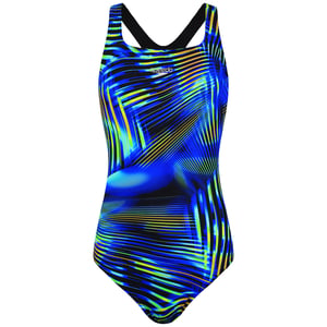 Speedo Printed Medalist Womens Black/Blue Swimsuit