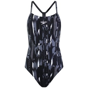 Speedo All Over Rippleback Womens Black Swimsuit