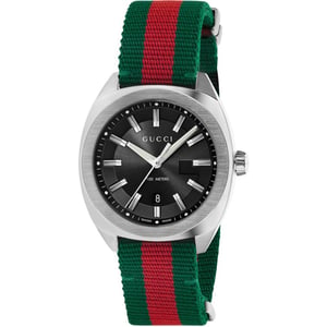 Gucci YA142305 GG2570 Men's Black Canvas Watch - 41mm Elegant Timepiece