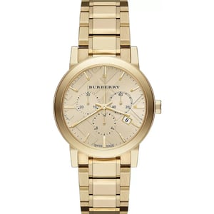 Burberry BU9753 Men's Gold Dial Chronograph Watch - Luxury Timepiece