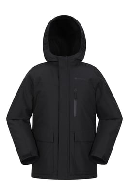 'Noah' Kids Borg Lined Jacket Ripstop Fabric Waterproof Comfy Coat Black