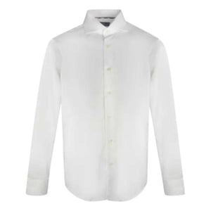 Aquascutum Effen herenoverhemd met lange mouwen (Wit)