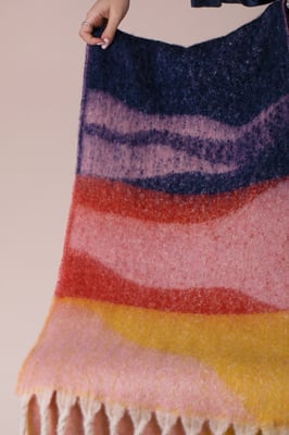 Chunky Contrasting Scarf In Pink Yellow