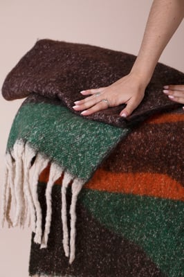Chunky Contrasting Scarf In Brown Orange