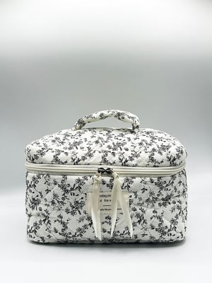 Floral Costmetic Tolietry Bag In Black White