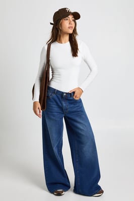 Double Layer Slinky Long Sleeve Crew Neck Bodysuit