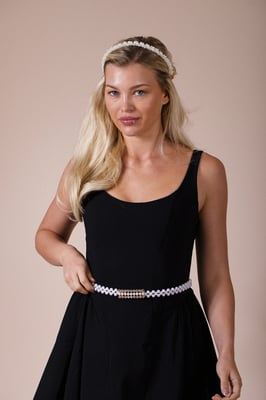 Strenchy Pearl Chain Belt With Diamante Buckle