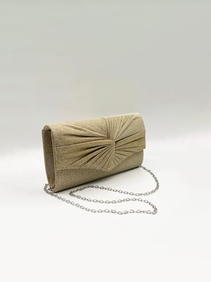 Ruched Bow Clutch Bag In Gold