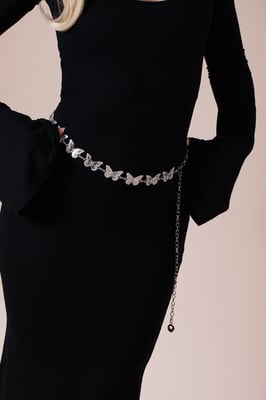 Butterfly Chain Belt In Silver