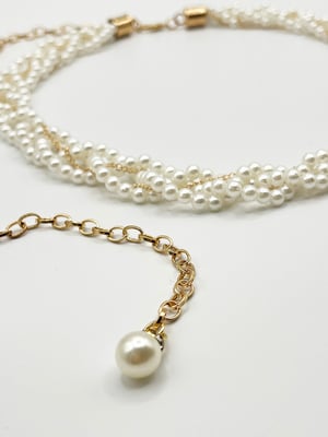 Braided Pearl Chain Belt In Gold