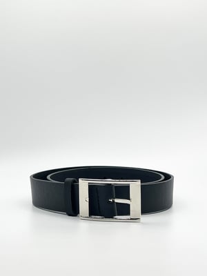 Silver Square Buckle Belt In Black