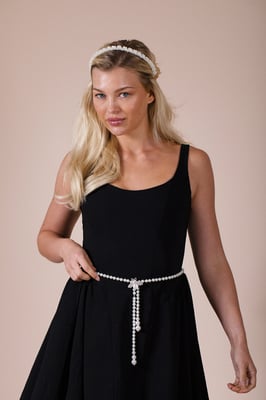 Bee Pearl Chain Belt In Silver