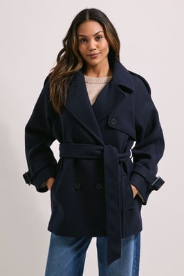 Tab Detail Belted Coat
