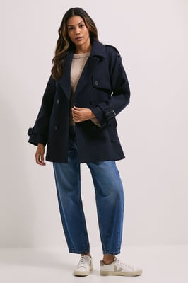 Tab Detail Belted Coat