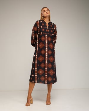 Midi-jurk met etnische print