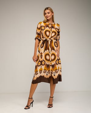 Midi shirtjurk met etnische print