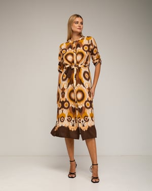 Midi shirtjurk met etnische print