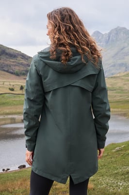 'Hilltop' Women's Waterproof Jacket with Side Pockets Outdoors Rain Coat Forest Green